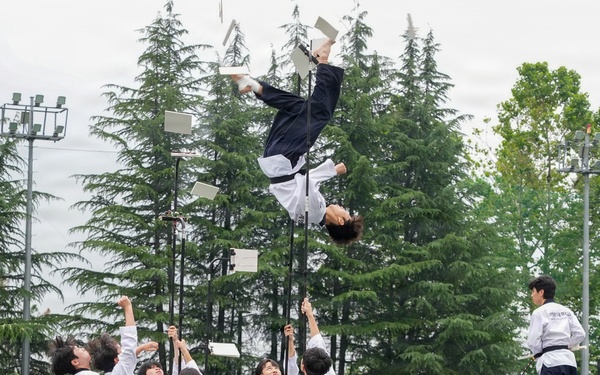 Taekwondo team performs demonstration