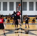 Basketball teams battle for the win
