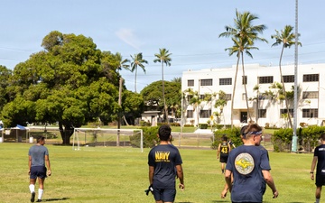 U.S., Peruvian Navy play soccer during RIMPAC