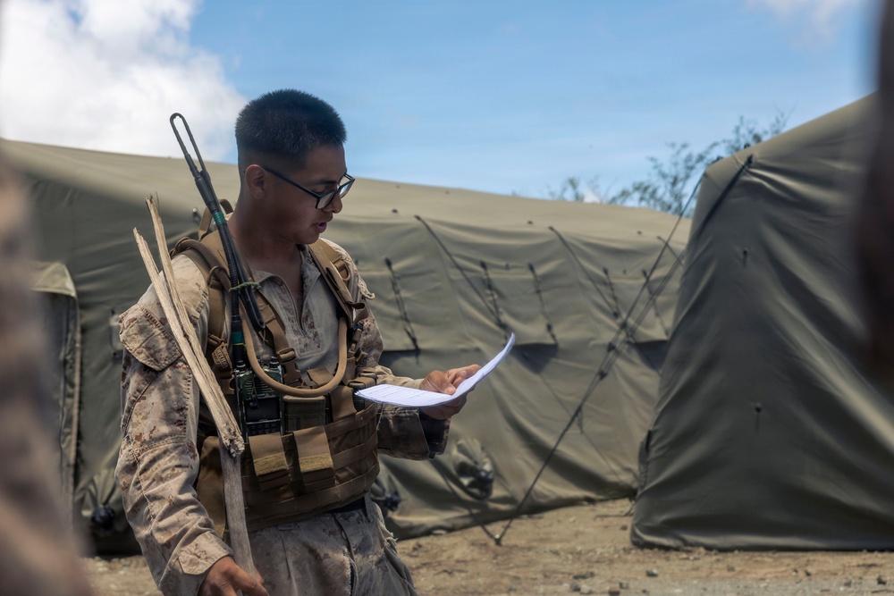 3rd Littoral Combat Team Marines patrol during Tactical Small Units Leaders Course