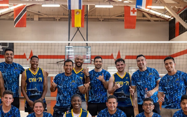 Service members compete during RIMPAC 2026 volleyball tournament