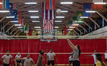 Service members compete during RIMPAC 2026 volleyball tournament