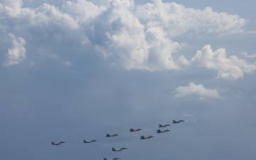 U.S., Japanese aircraft fly in formation during Valiant Shield 2026