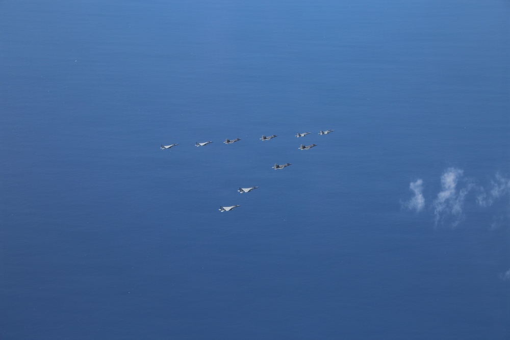 U.S., Japanese aircraft fly in formation during Valiant Shield 2026
