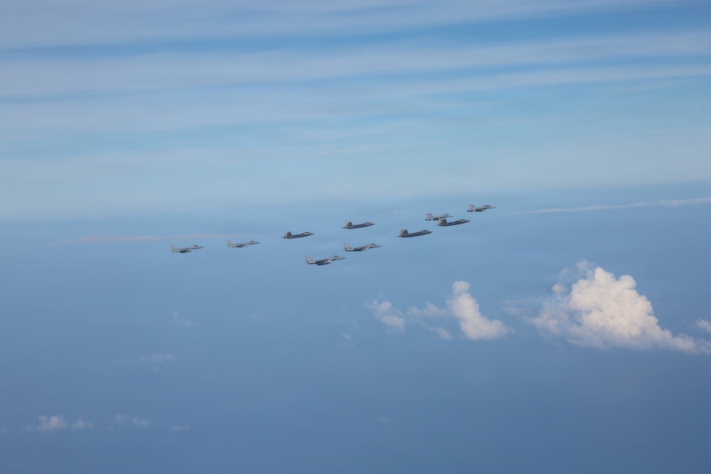 U.S., Japanese aircraft fly in formation during Valiant Shield 2026