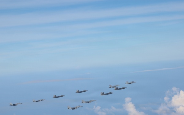 U.S., Japanese aircraft fly in formation during Valiant Shield 2026