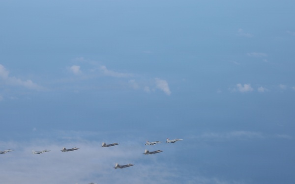 U.S., Japanese aircraft fly in formation during Valiant Shield 2026