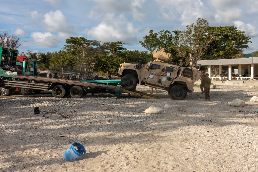 3rd Marine Littoral Regiment stages equipment for littoral mobility maneuvers during KAMANDAG 10