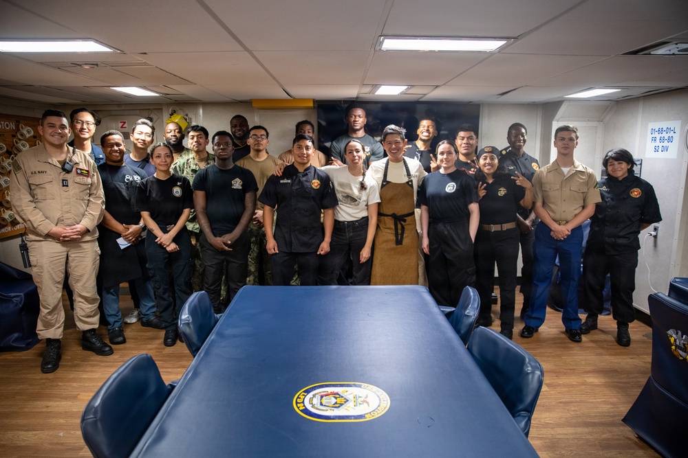 Local Baltimore chefs prepare food for USS Arlington’s (LPD 24) crew during SAIL 250 Maryland &amp; Airshow Baltimore.