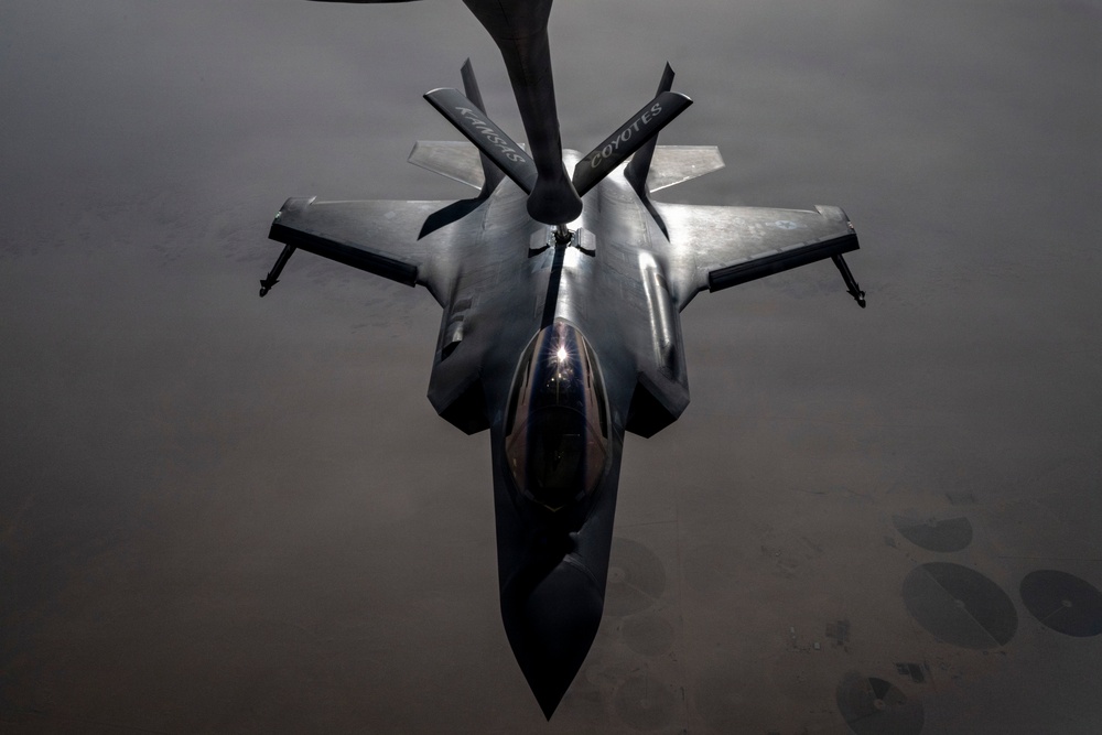 KC-135 refuels F-35As during security operations