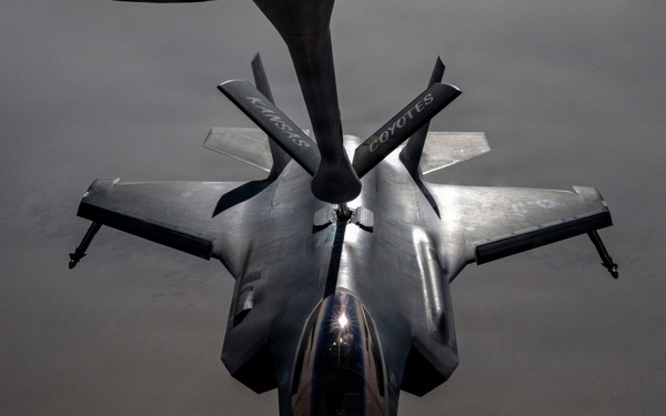 KC-135 refuels F-35As during security operations