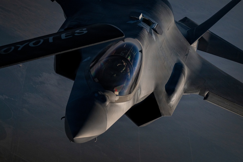 KC-135 refuels F-35As during security operations