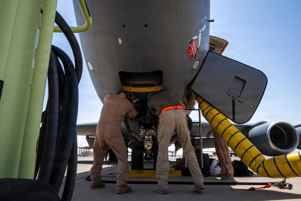 KC-135 supports security operations with F-35 aerial refueling
