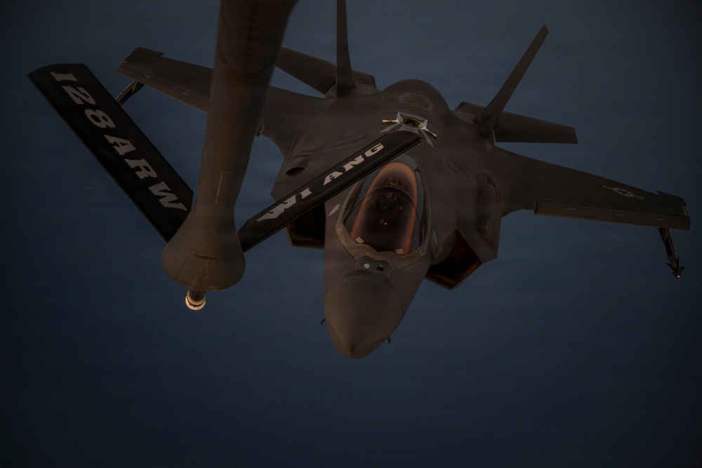 KC-135 supports security operations with F-35 aerial refueling