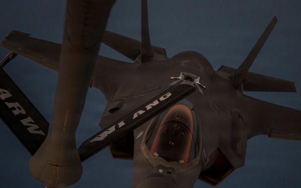 KC-135 supports security operations with F-35 aerial refueling