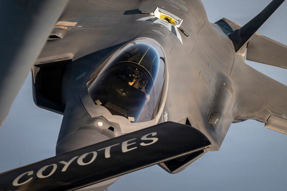 KC-135 enables F-35 operations through aerial refueling in CENTCOM