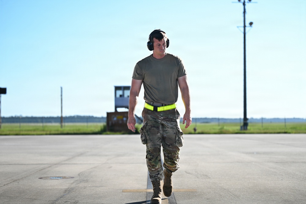 125th Fighter Wing crew chiefs prepare F-35A Lightning II aircraft for flight operations