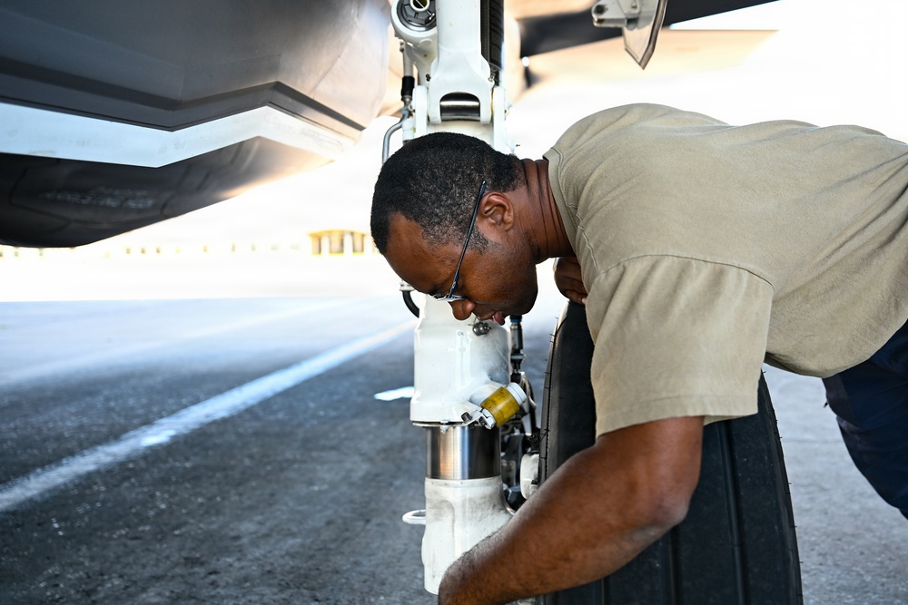 125th Fighter Wing crew chiefs prepare F-35A Lightning II aircraft for flight operations