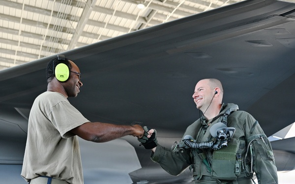 125th Fighter Wing crew chiefs prepare F-35A Lightning II aircraft for flight operations
