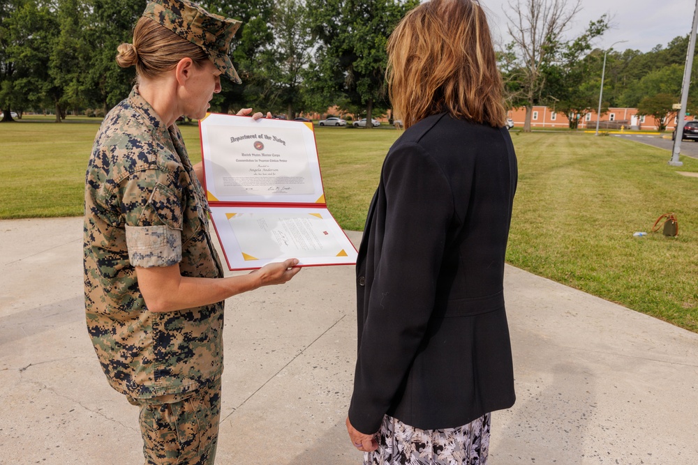 Marine Corps Marathon Office Award Ceremony for Angela Anderson