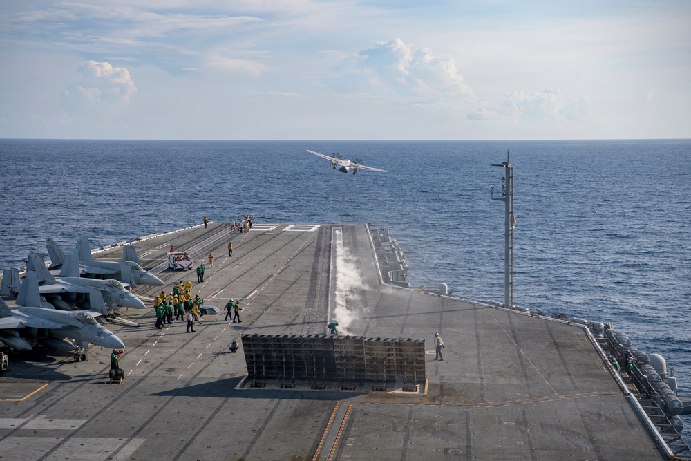 C-2A Greyhound from "Rawhides" Conducts Last Catapult Launch From an Aircraft Carrier