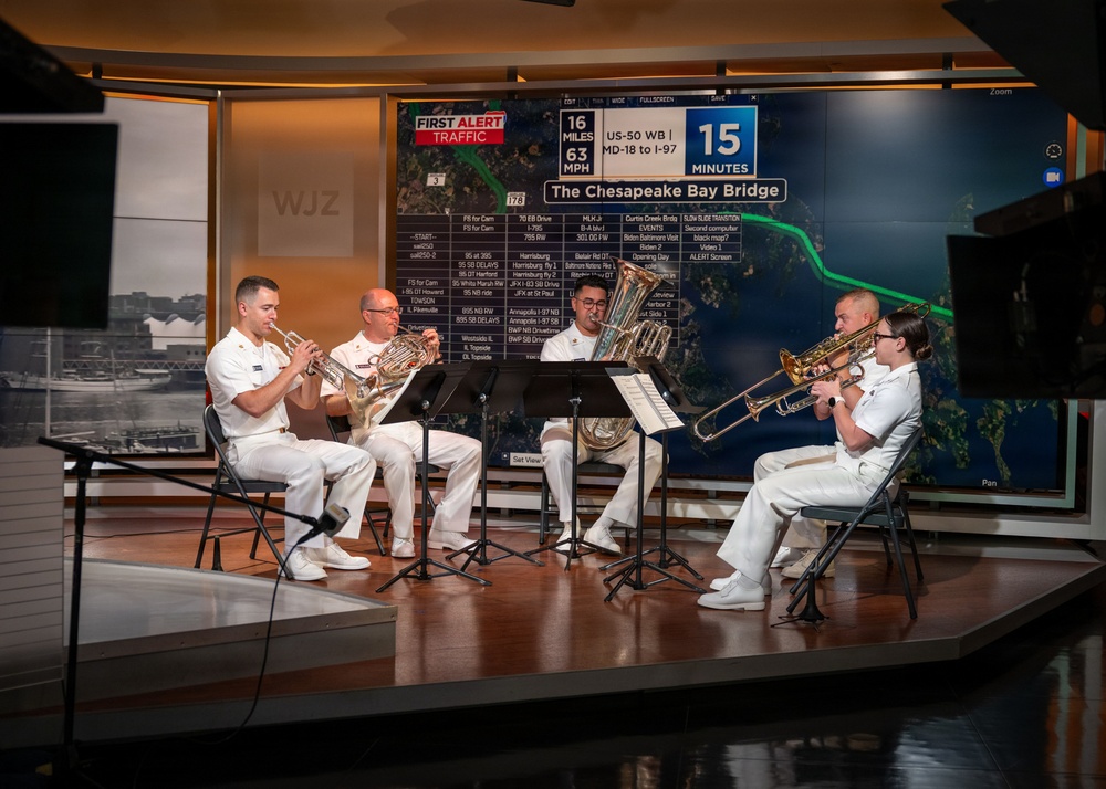 US Navy Band Brass Quintet plays at WJZ-TV Baltimore