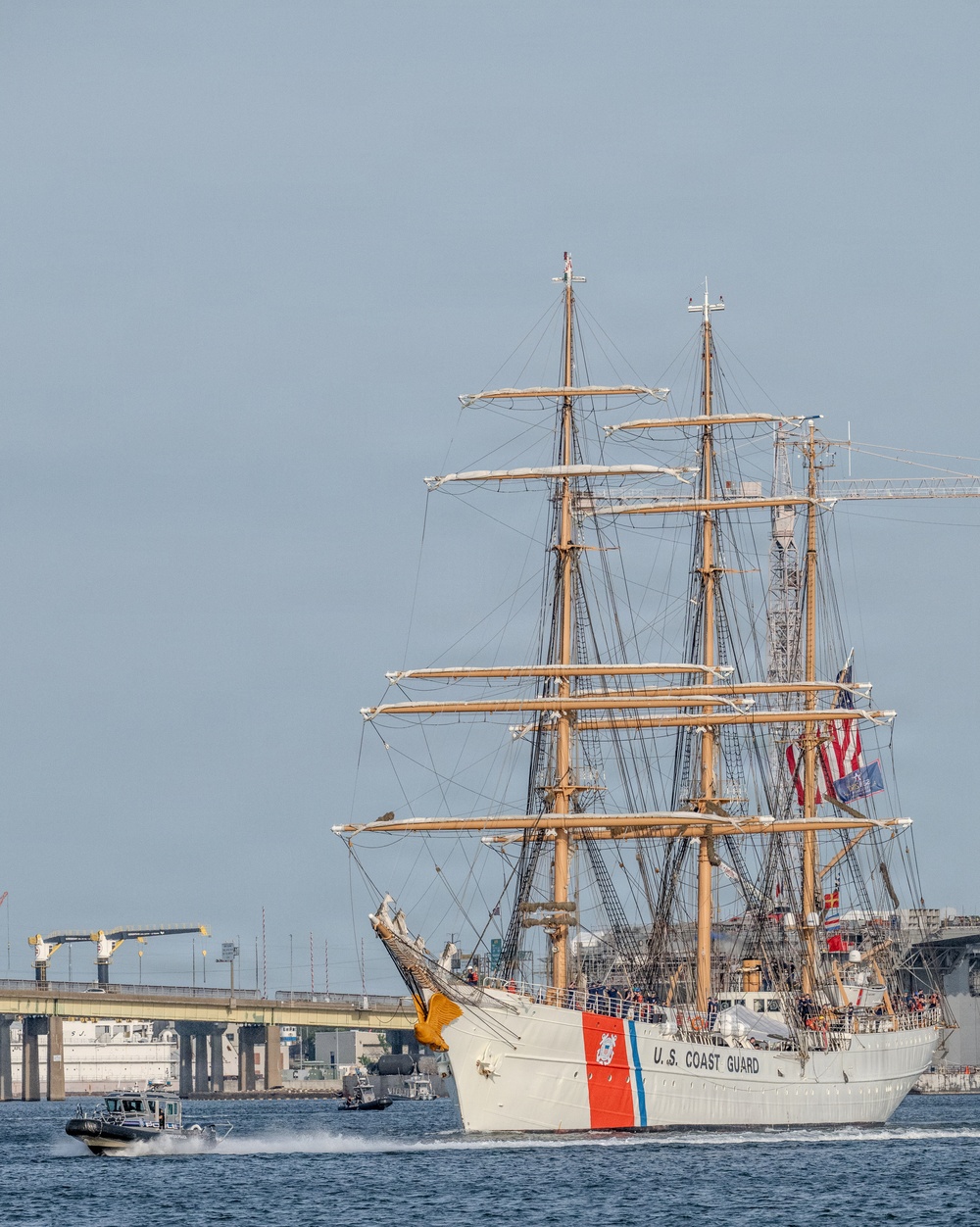 US Coast Guard Cutter Barque Eagle departs Sail250 Virginia