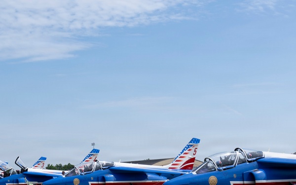 Patrouille de France demo team prepares for Liberté 250 over Joint Base Andrews