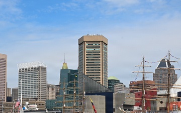 U.S. Coast Guard patrol boat provides security during tall ships event at Baltimore Inner Harbor