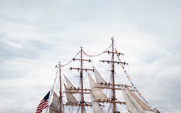 US Coast Guard Cutter Eagle leads Sail250 Virginia Parade of Sail