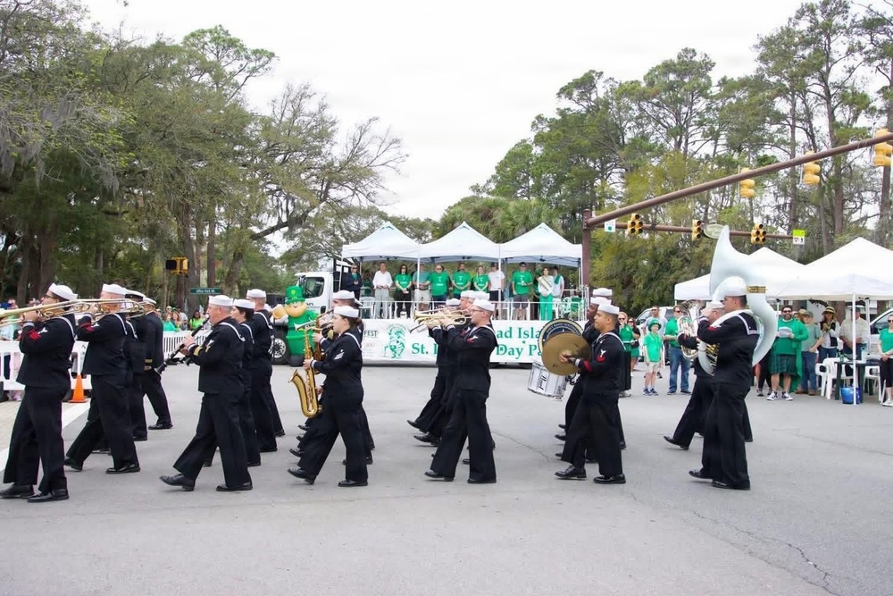 Navy Band Southeast performs at St. Patricks Parade Celebration in Savannah, Georgia.