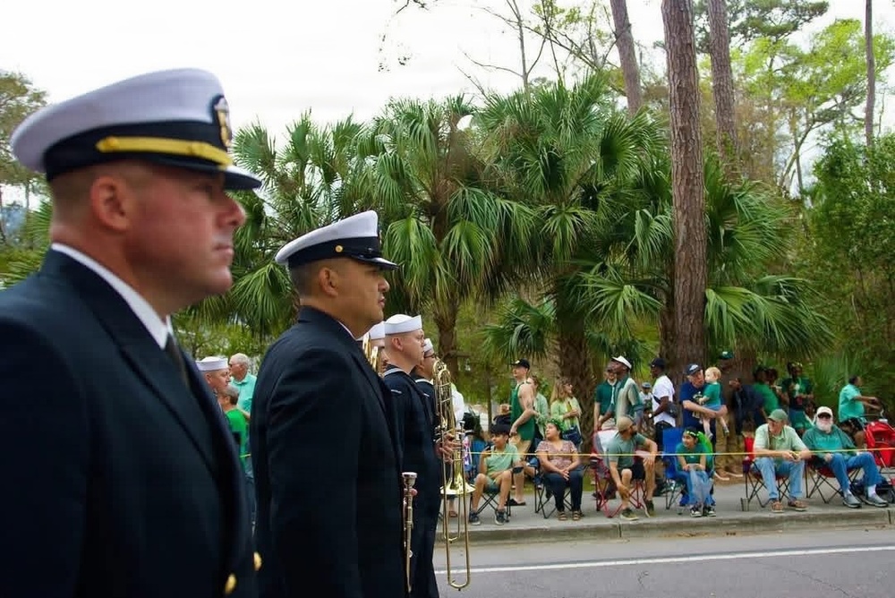 Navy Band Southeast performs at St. Patricks Parade Celebration in Savannah, Georgia.