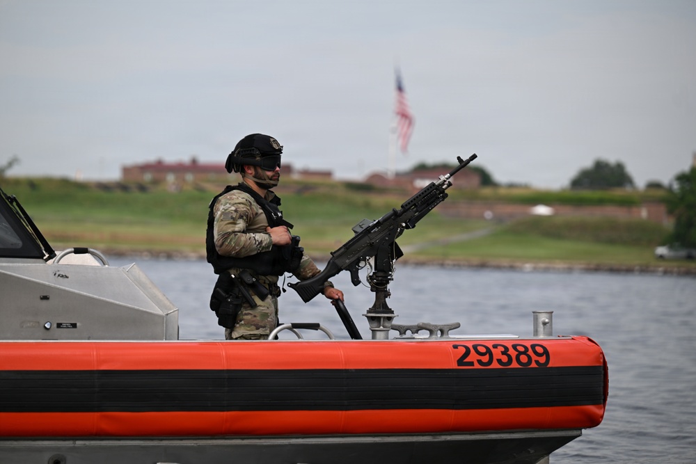 U.S. Coast Guard Personel Patrolling outside Fort Mchenry for Sail 250