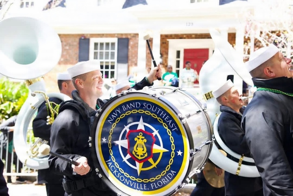 Navy Band Southeast performs at St. Patricks Parade Celebration in Savannah, Georgia.