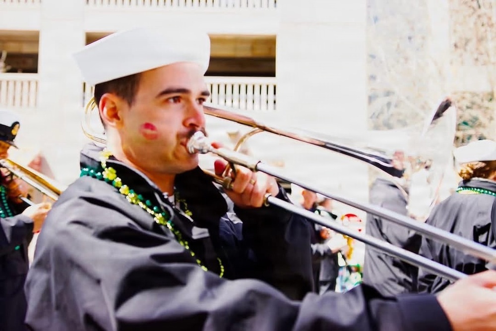 Navy Band Southeast performs at St. Patricks Parade Celebration in Savannah, Georgia.