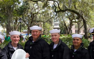 Navy Band Southeast performs at St. Patricks Parade Celebration in Savannah, Georgia.