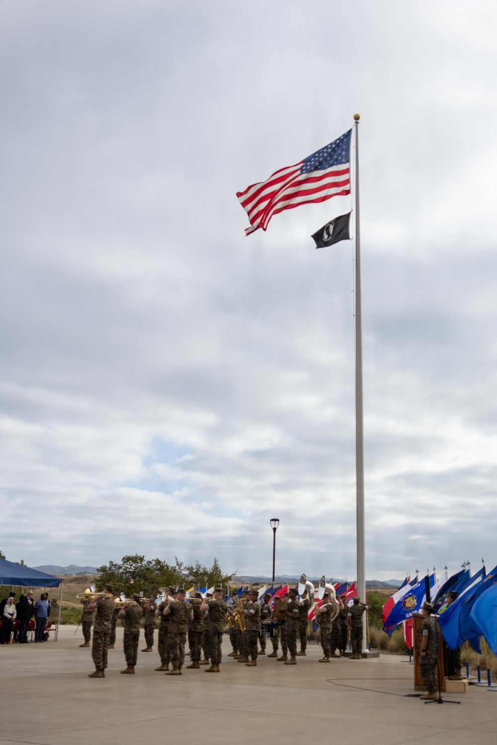 U.S. Marines with 1st MARDIV hold morning colors ceremony