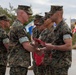 U.S. Marines with 1st MARDIV hold morning colors ceremony