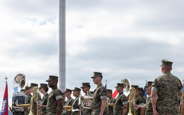 U.S. Marines with 1st MARDIV hold morning colors ceremony