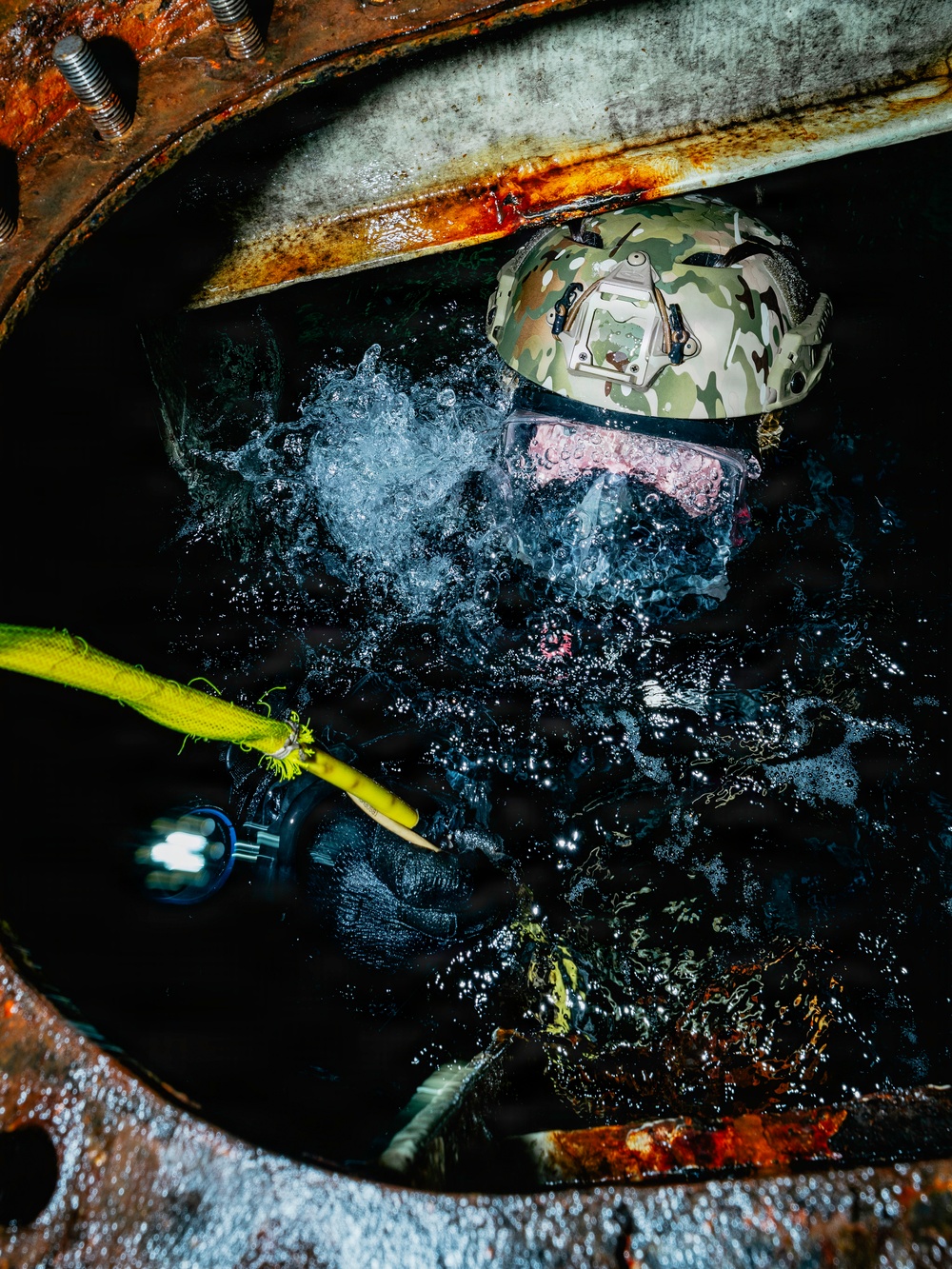 U.S. Navy Divers Conduct Enclosed Space Diving Training