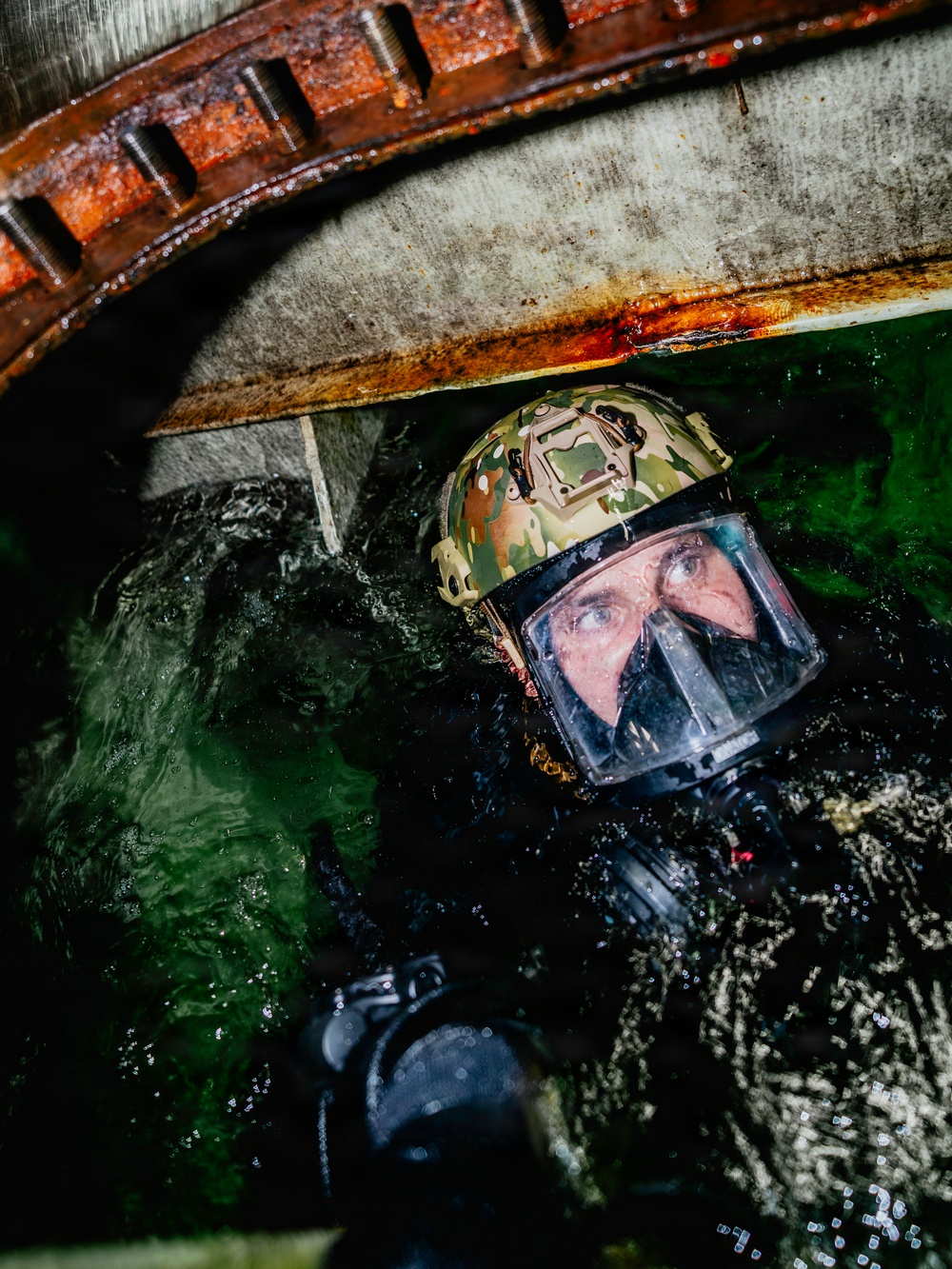 U.S. Navy Divers Conduct Enclosed Space Diving Training