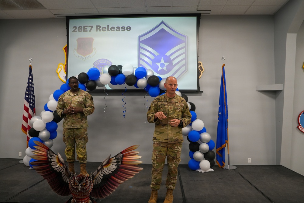 Newly selected master sergeant selects celebrated at Creech Air Force Base