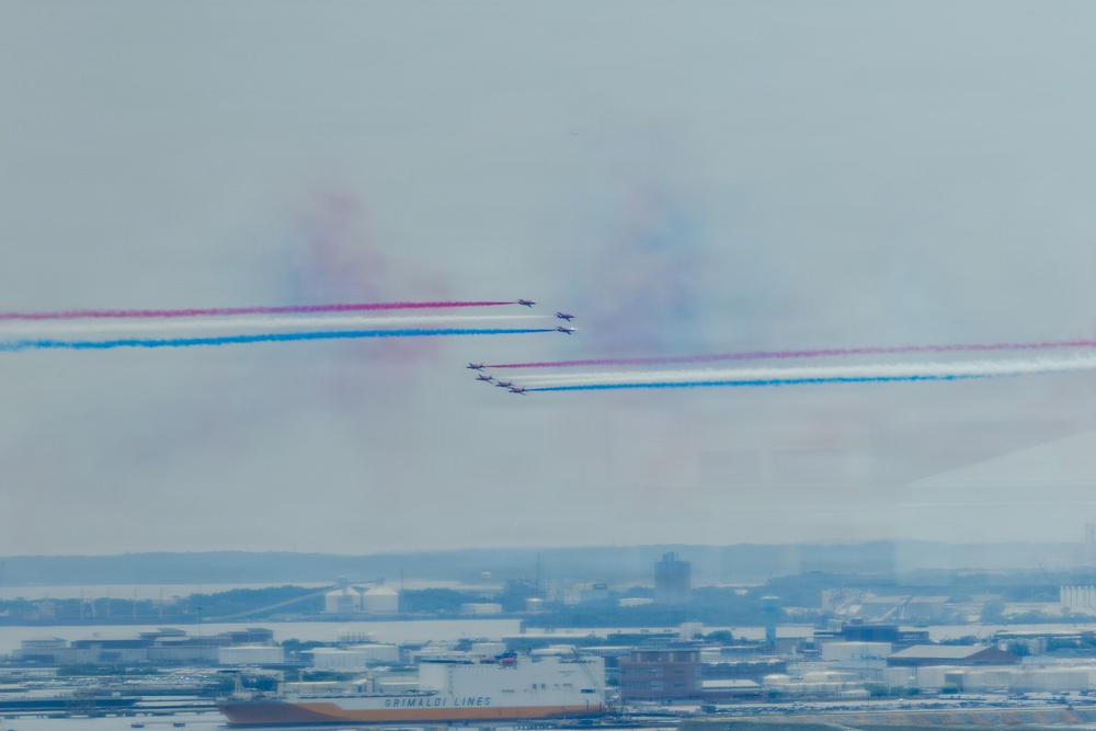 The Royal Air Force Red Arrows Fly Over Baltimore