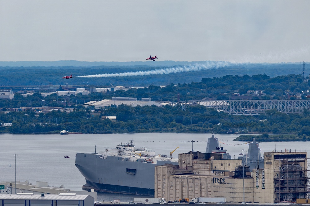 The Royal Air Force Red Arrows Fly Over Baltimore