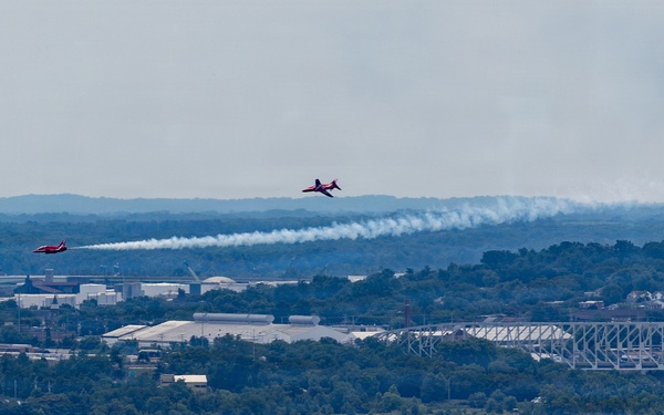 The Royal Air Force Red Arrows Fly Over Baltimore