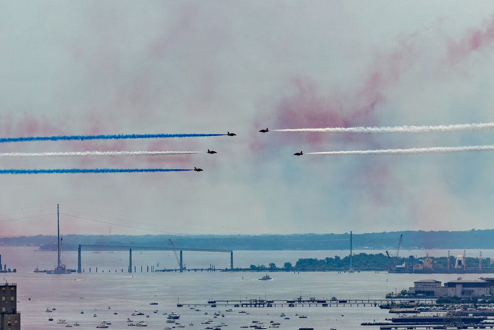 The Royal Air Force Red Arrows Fly Over Baltimore