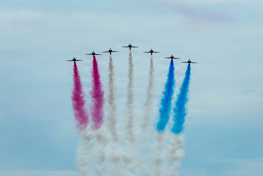 The Royal Air Force Red Arrows Fly Over Baltimore