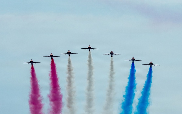 The Royal Air Force Red Arrows Fly Over Baltimore