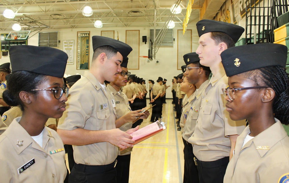 Upholding the Standard: Sailor Tests Cadet's Naval Knowledge