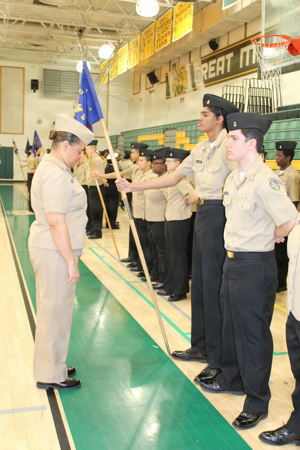 Review Officer Inspects 'Hornet Navy' Cadets